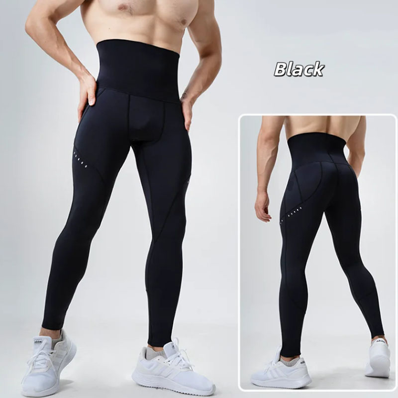 Compression Long Pant - Herren-Leggings mit hoher Taille, Kompressionseffekt, Bauchkontrolle,